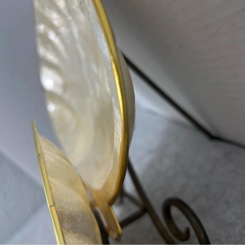 Vintage Capiz Shell Platter Plate Trays, from the South Pacific set of 2